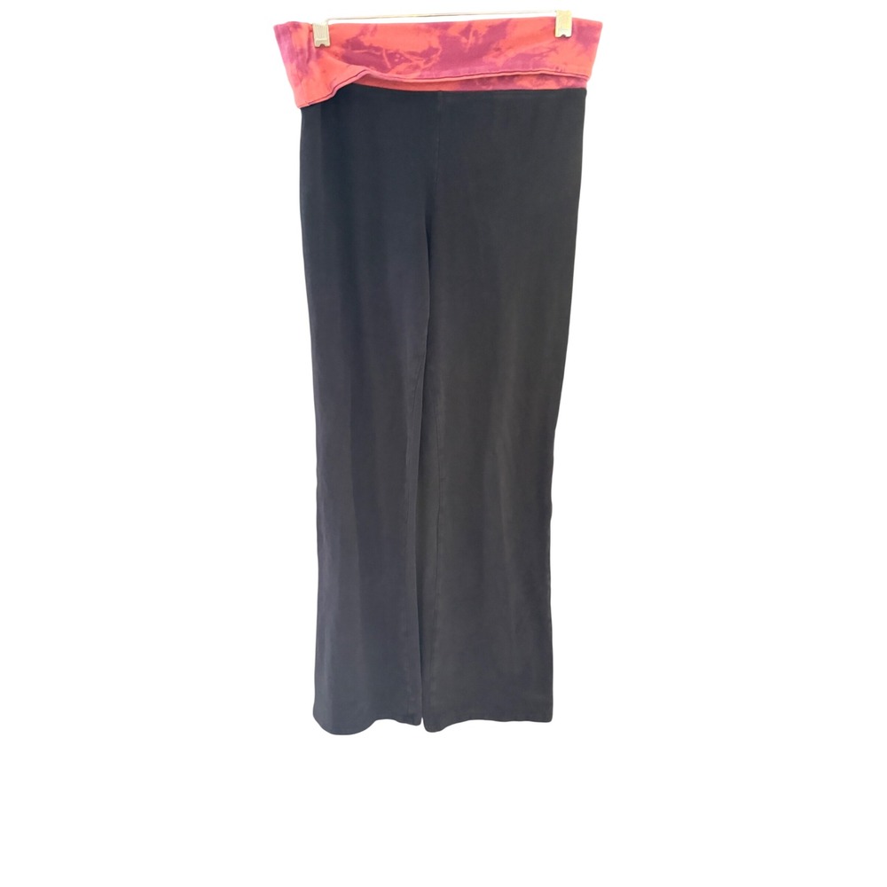 Everlast Womens Y2K Foldover Yoga Pants Black Pink Tie Dye Waistband Size M